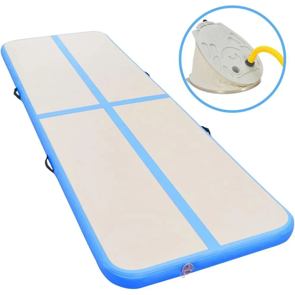 Aufblasbare Gymnastikmatte mit Pumpe 500x100x10 cm PVC blau