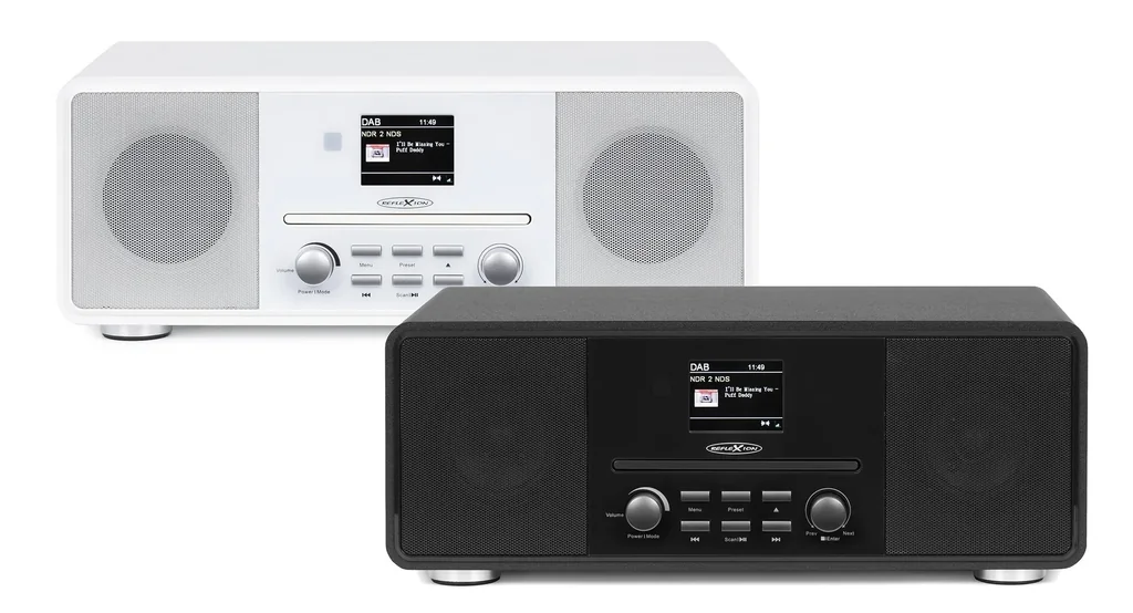 Design DAB+/UKW-Radio mit Bluetooth, CD, USB, Aux-In und Encoding in weiß