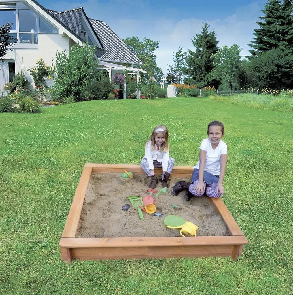 Sandkasten Jonas 120x120 mit weißer Abdeckplane