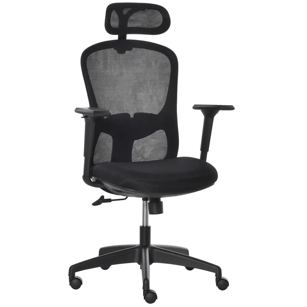 Bürostuhl mit Wippenfunktion Kopflehne Home-Office-Stuhl höhenverstellbarer Schreibtischstuhl ergonomisch 360°-Drehräder