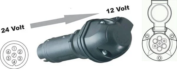 Spannungsreduzierer 24 Volt - 12 Volt / 7pol.