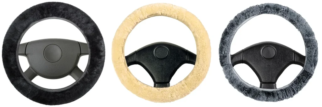 Lenkradbezug Lammfell, Lenkradschoner, Anthrazit