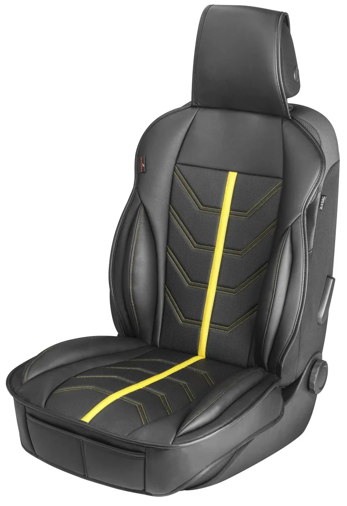 PKW Sitzauflage Kimi, Auto-Sitzaufleger im Rennsportdesign schwarz/gelb