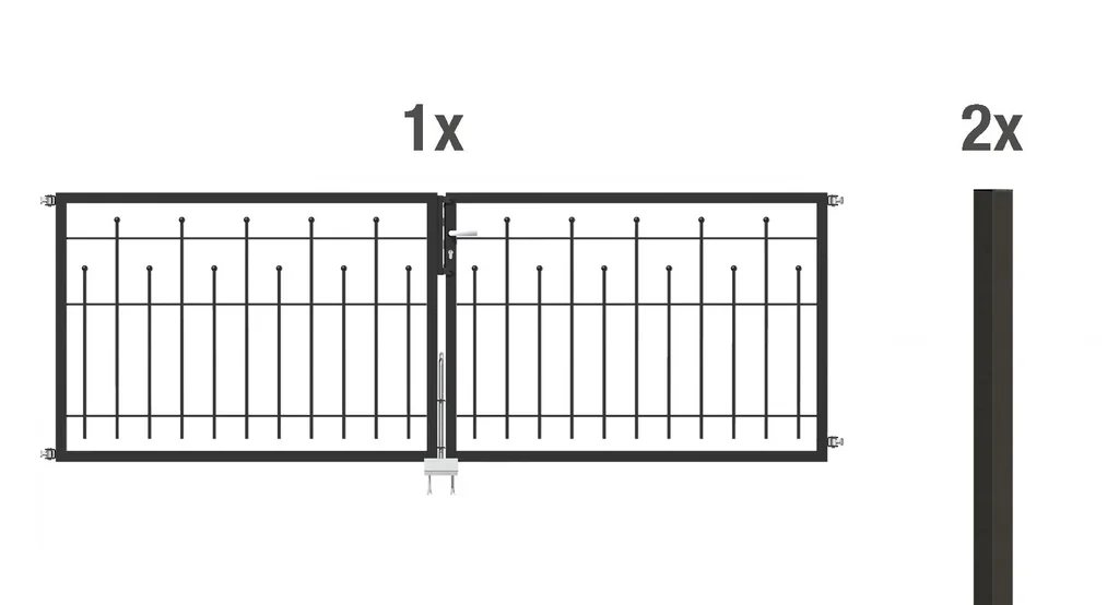 Doppeltor-Set Madrid inkl. Pfosten 3 x 0,8 m anthrazit