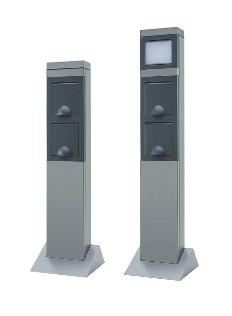 Garten Steckdosensäule 2fach mit LED Beleuchtung, Alu