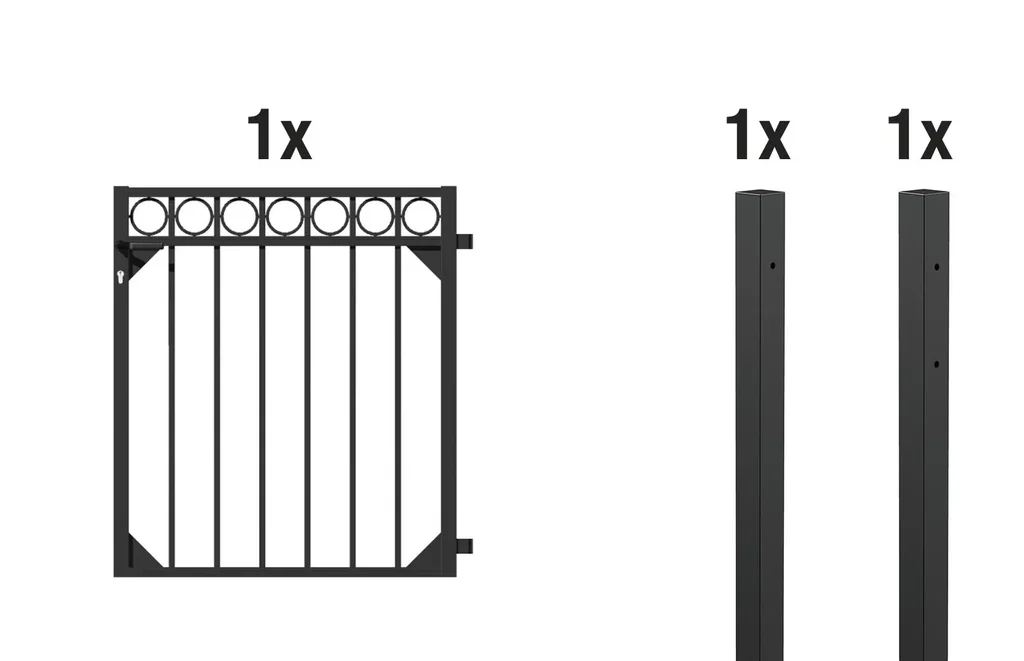 Einzeltorset Circle, zum Einbetonieren, matt-schwarz, Höhe 100 cm, Breite 1 m