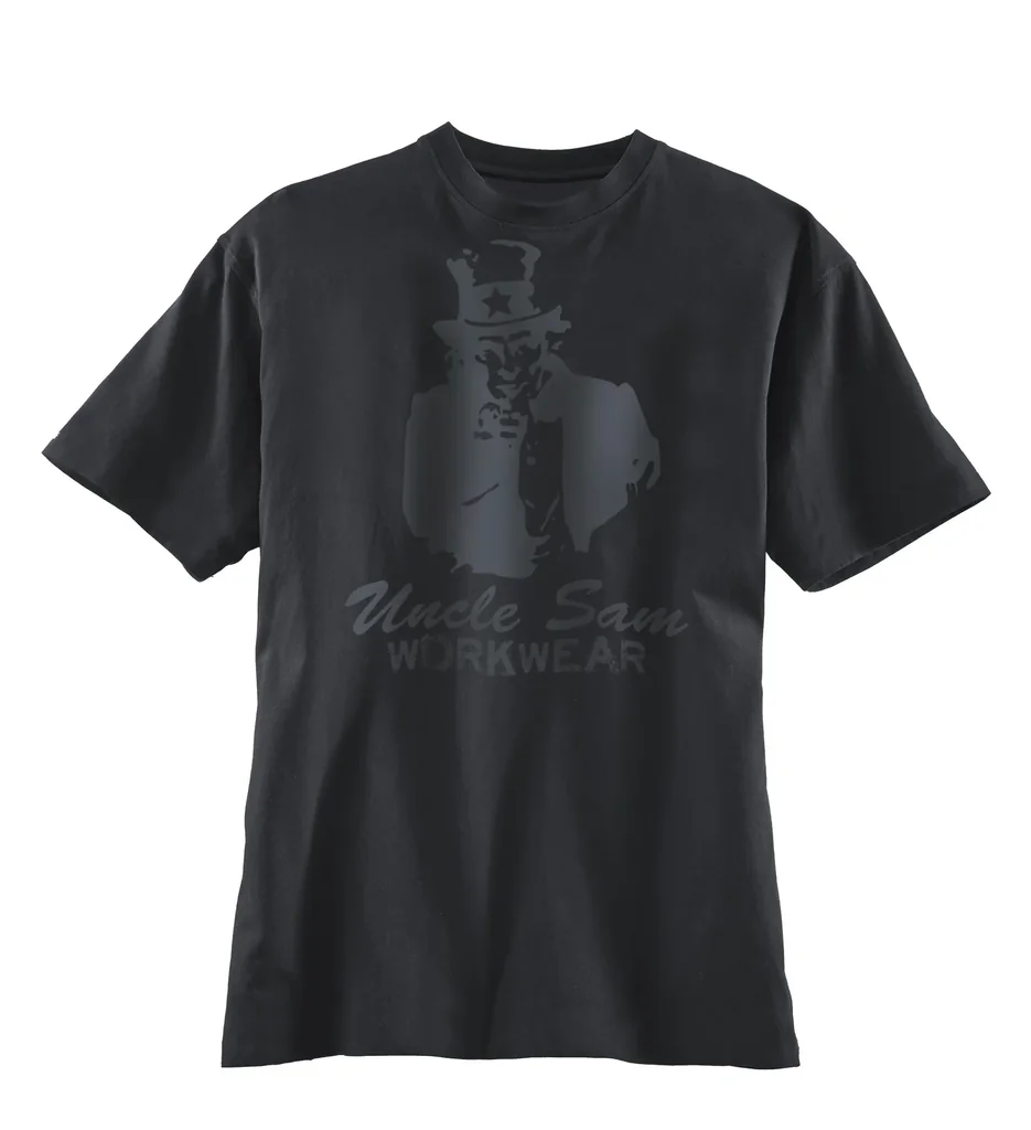 T-Shirt mit Rundhals und Frontdruck, Farbe anthrazit/schwarz, Gr.M