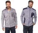 Strickfleece Jacke mit Reißverschluß, Farbe marine/grau melange, Gr. M