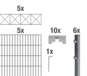 Doppelstabmattenzaun Sets anthrazit mit Dekorelement "Nexus", Länge: 10 m, Höhe: 120 cm