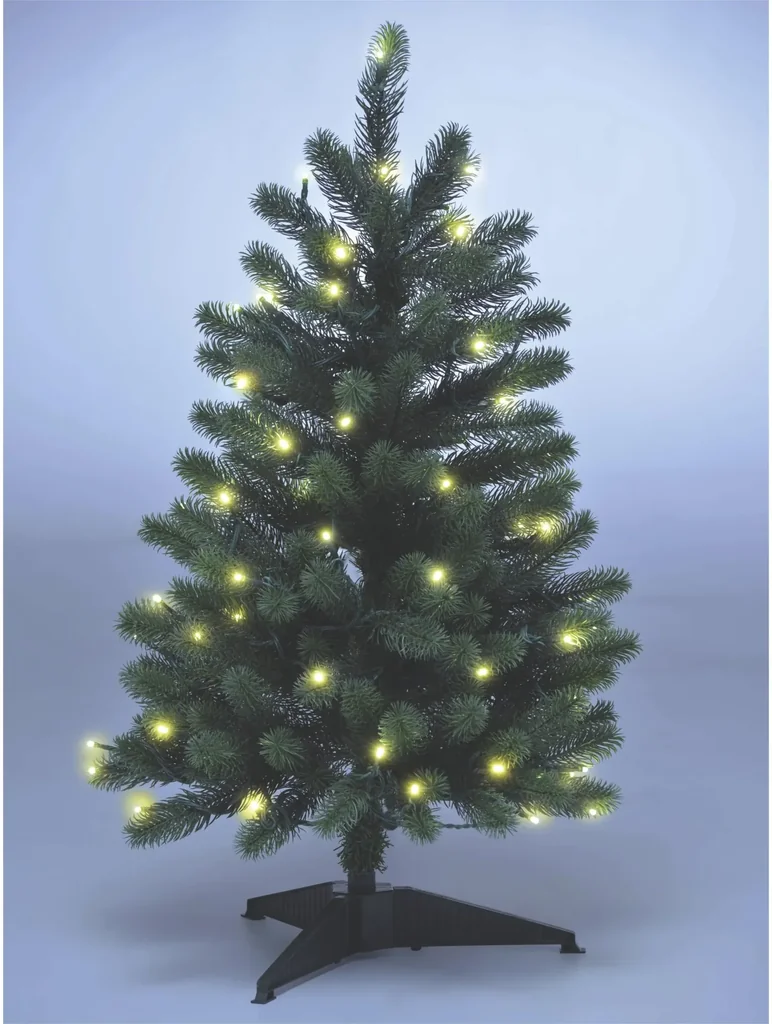 Weihnachtsbaum 120 cm mit Lichterkette, 118 LEDs inklusive Standfuß
