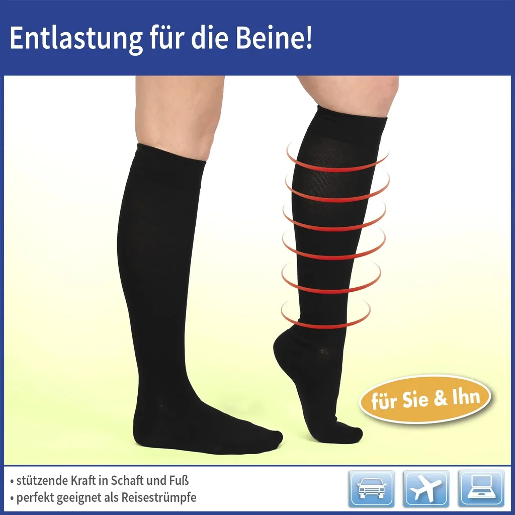 Stützkniestrümpfe Energy LYCRA, schwarz, Größe 43 - 46, 1 Paar