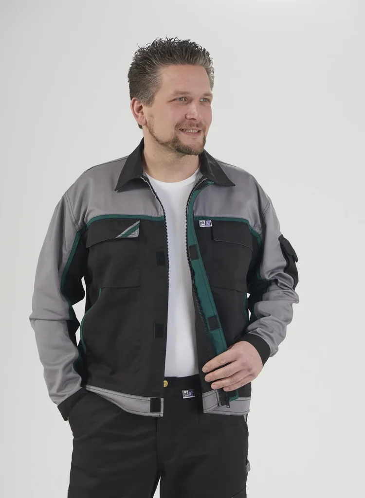 Blousonjacke, Farbe schwarz/grau/grün, Gr. 60