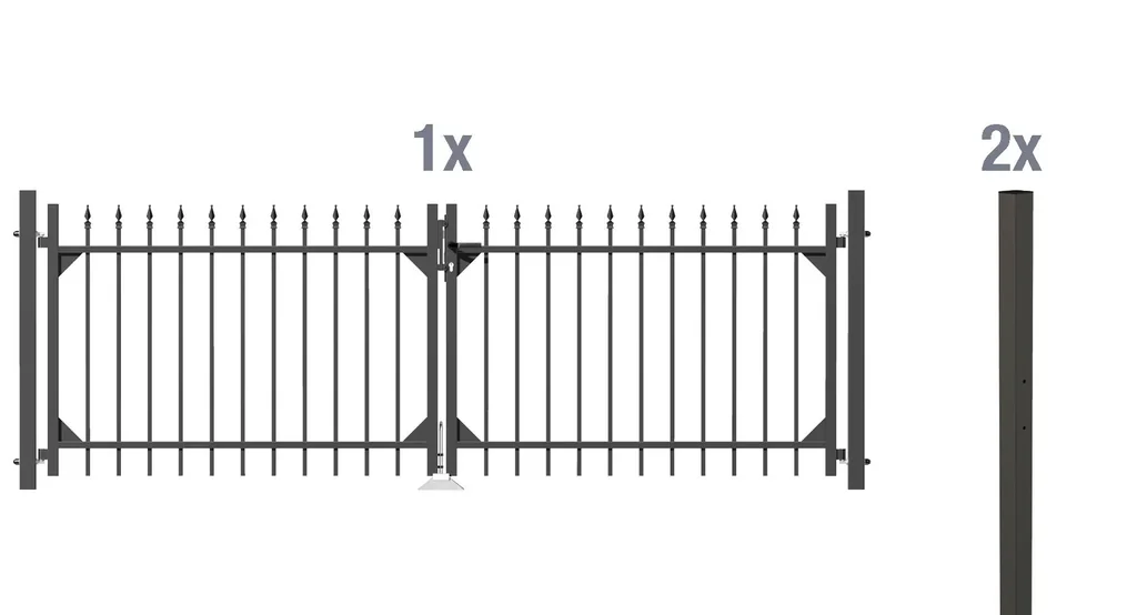 Doppeltor-Set Chaussee inkl. Pfosten 3 x 1,2 m anthrazit matt