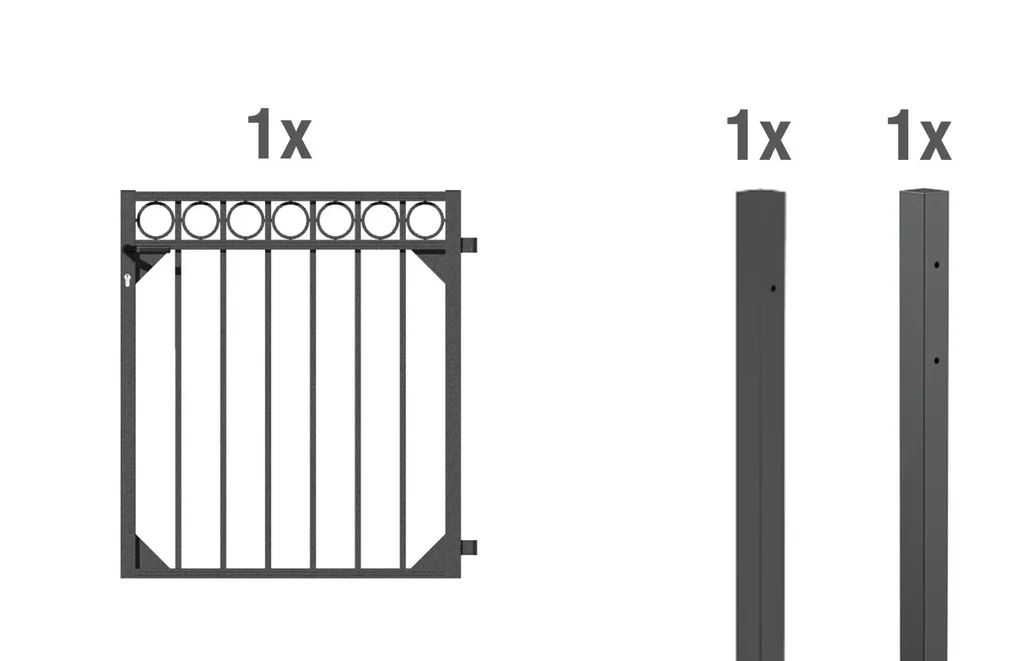 Einzeltorset Circle, zum Einbetonieren, anthrazit, Höhe 100 cm, Breite 1 m