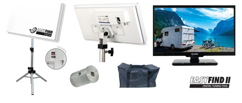 TV Camping Traveller Kit II, inkl. Stativ und 24 Zoll LED-TV