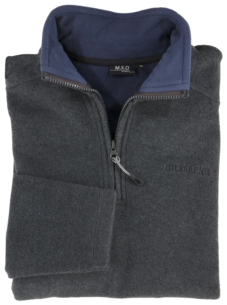 Fleeceshirt mit Reißverschluss, Farbe anthrazit, Gr.M