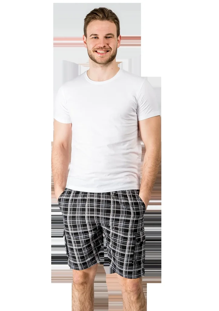 Short mit Cargotasche, Farbe marine/kariert, Gr.M