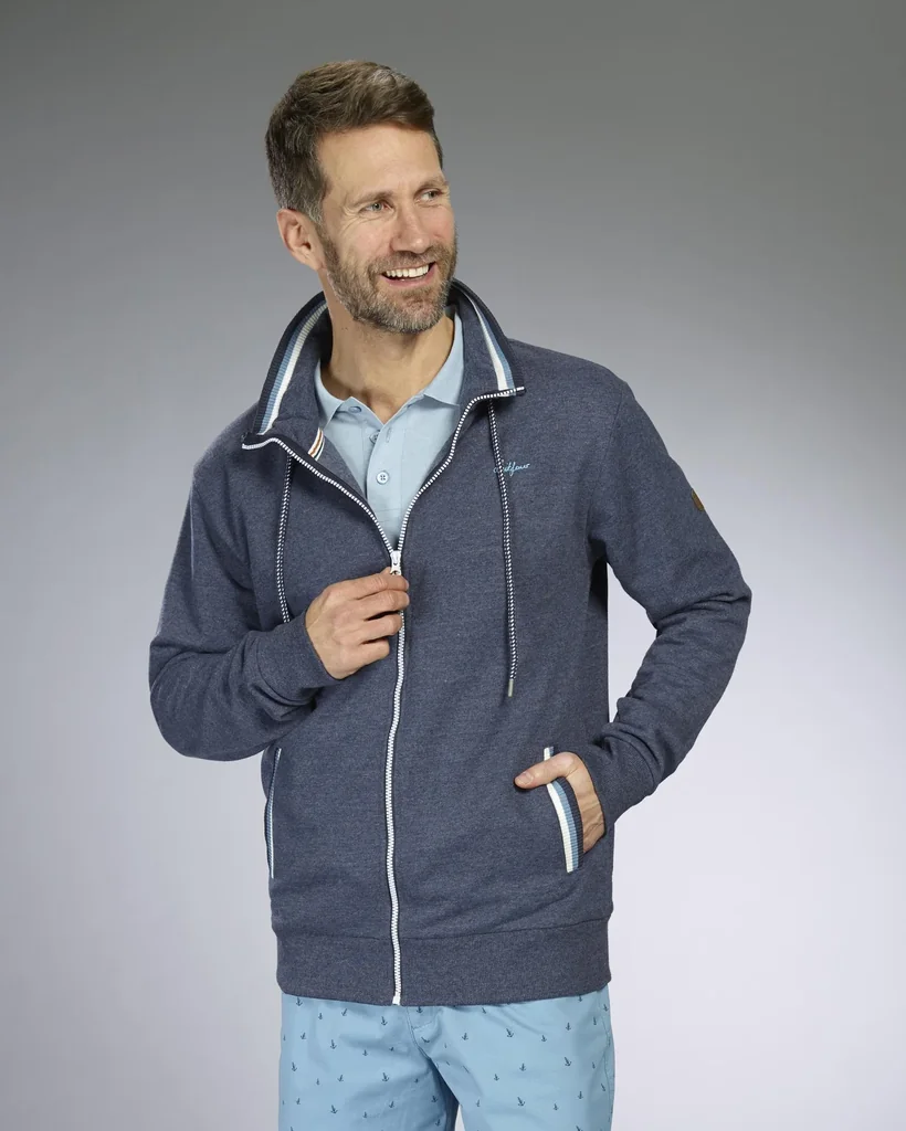 Sweatjacke, Farbe marine/melange, Gr.M