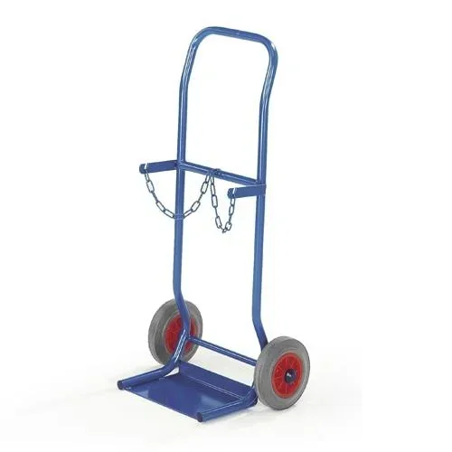 Stahflaschenwagen mit Vollgummibereifung 200 mm für 2 Flaschen klein