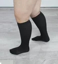 Reisestützstrümpfe für kräftige Waden, schwarz, Größe 45-47, Doppelpack