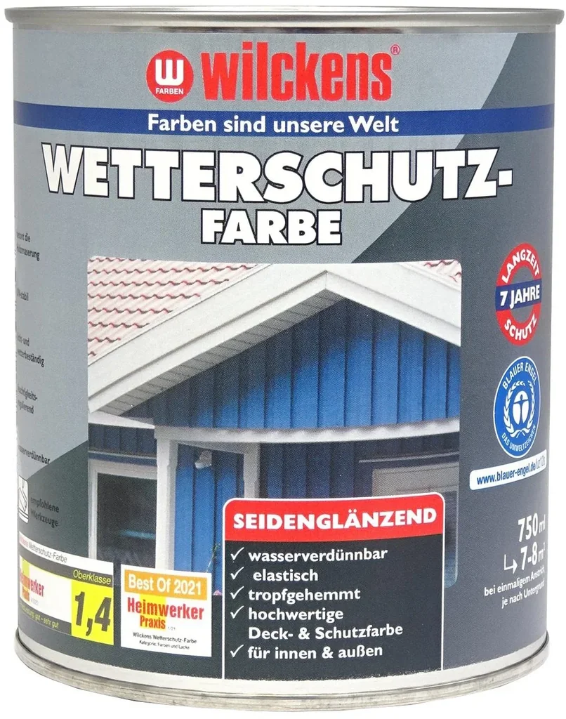 Wetterschutzfarbe RAL 7001, silbergrau, 2,5 Liter