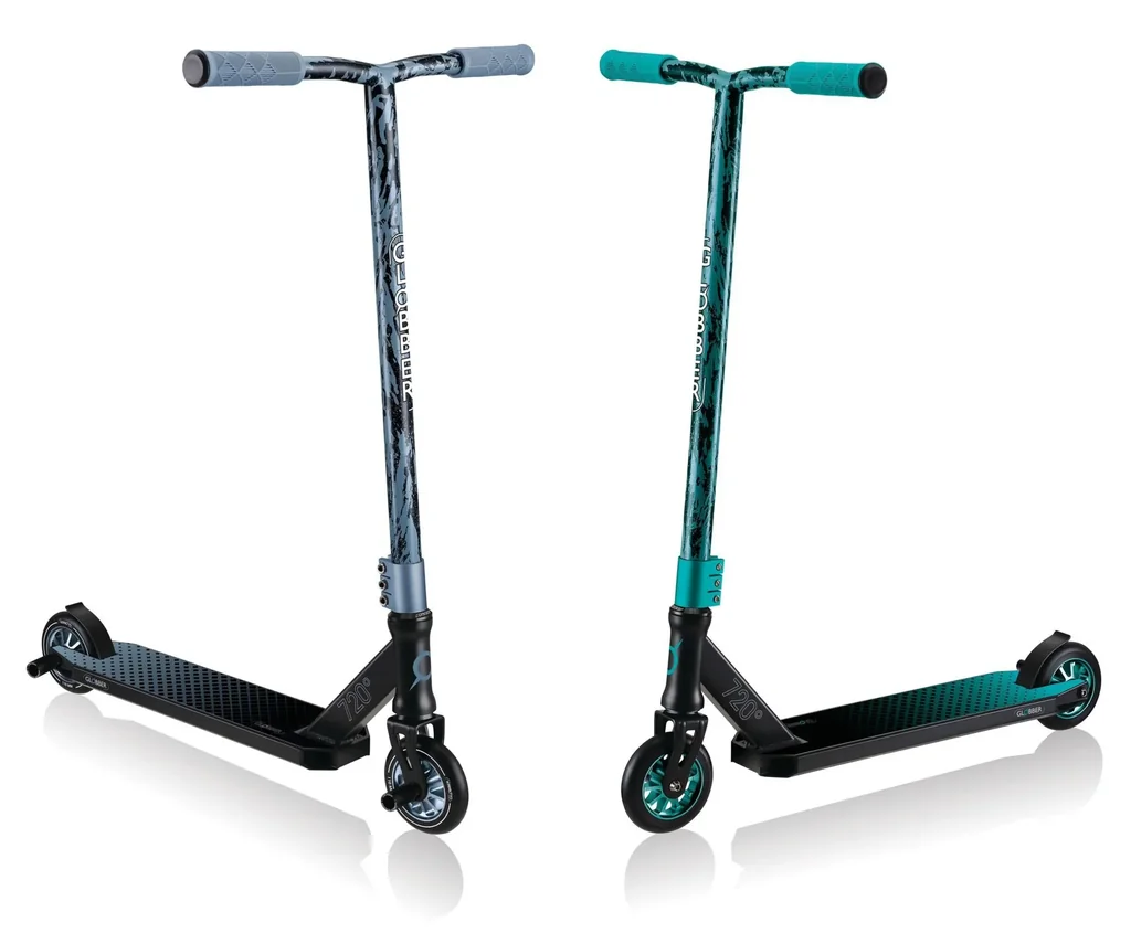 STUNTSCOOTER GS 540   Freestyle Kickroller, 100 mm, ABEC 7, verstärkter Lenker, 360°- Lenkung, schwarz-türkis