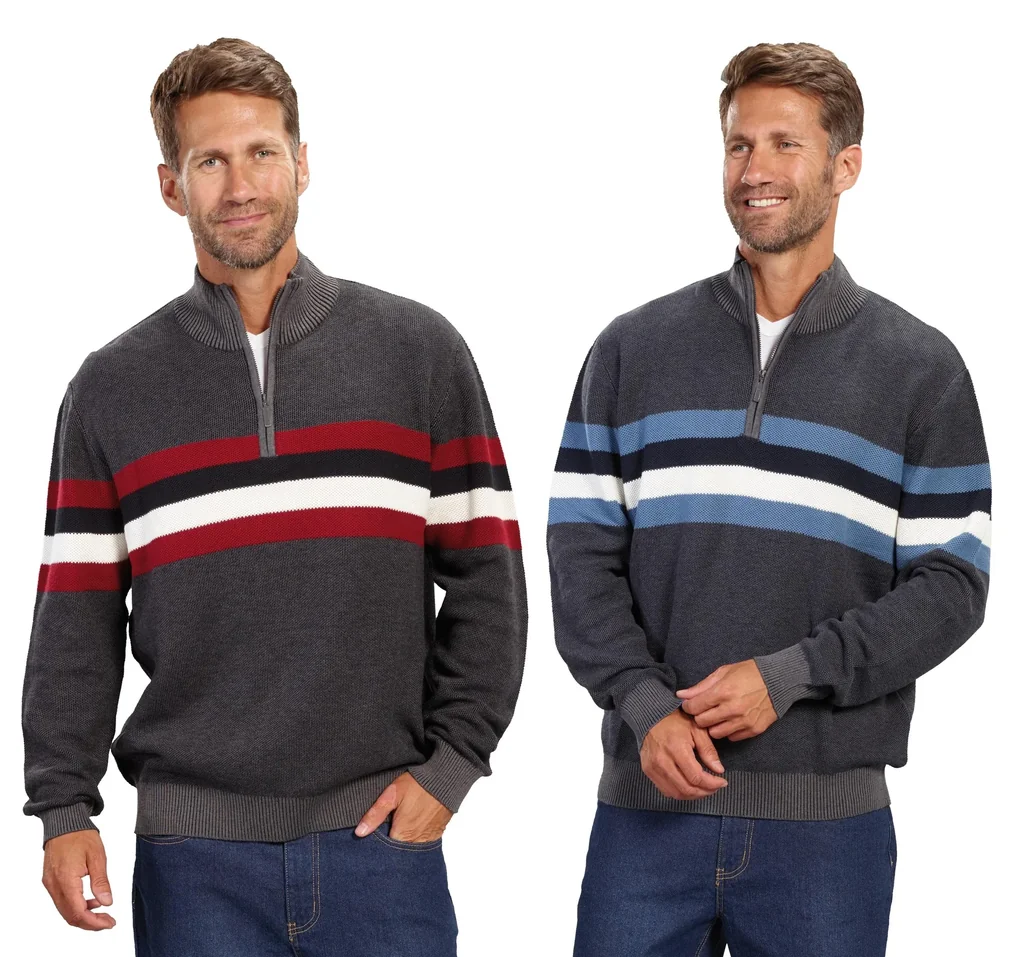 Pullover mit Stehkragen, Farbe blau, Gr.XL