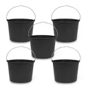 Baueimer 20 Liter, Profi-Line, Schwarz, 5er Set