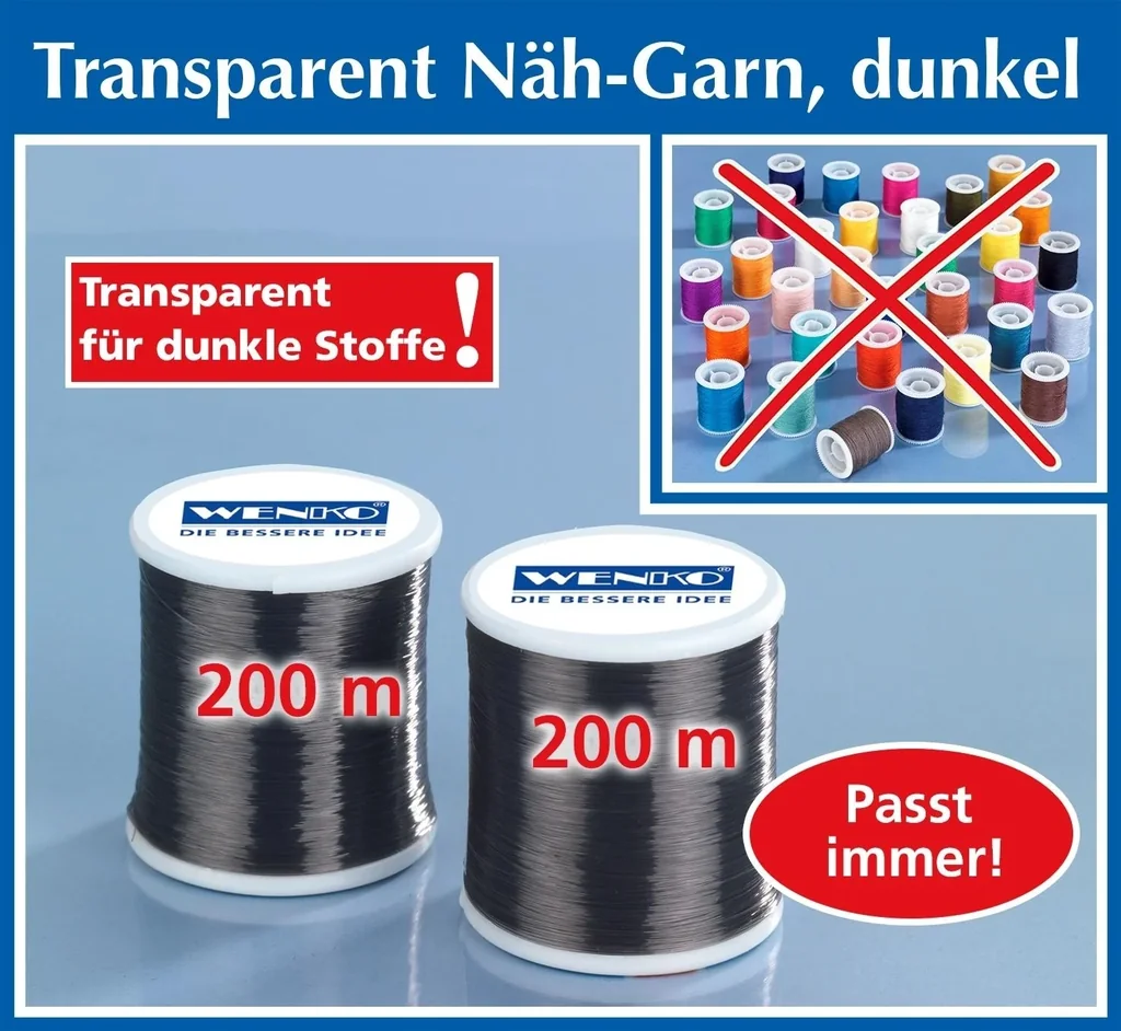 Nähgarn transparent dunkel 2er Set