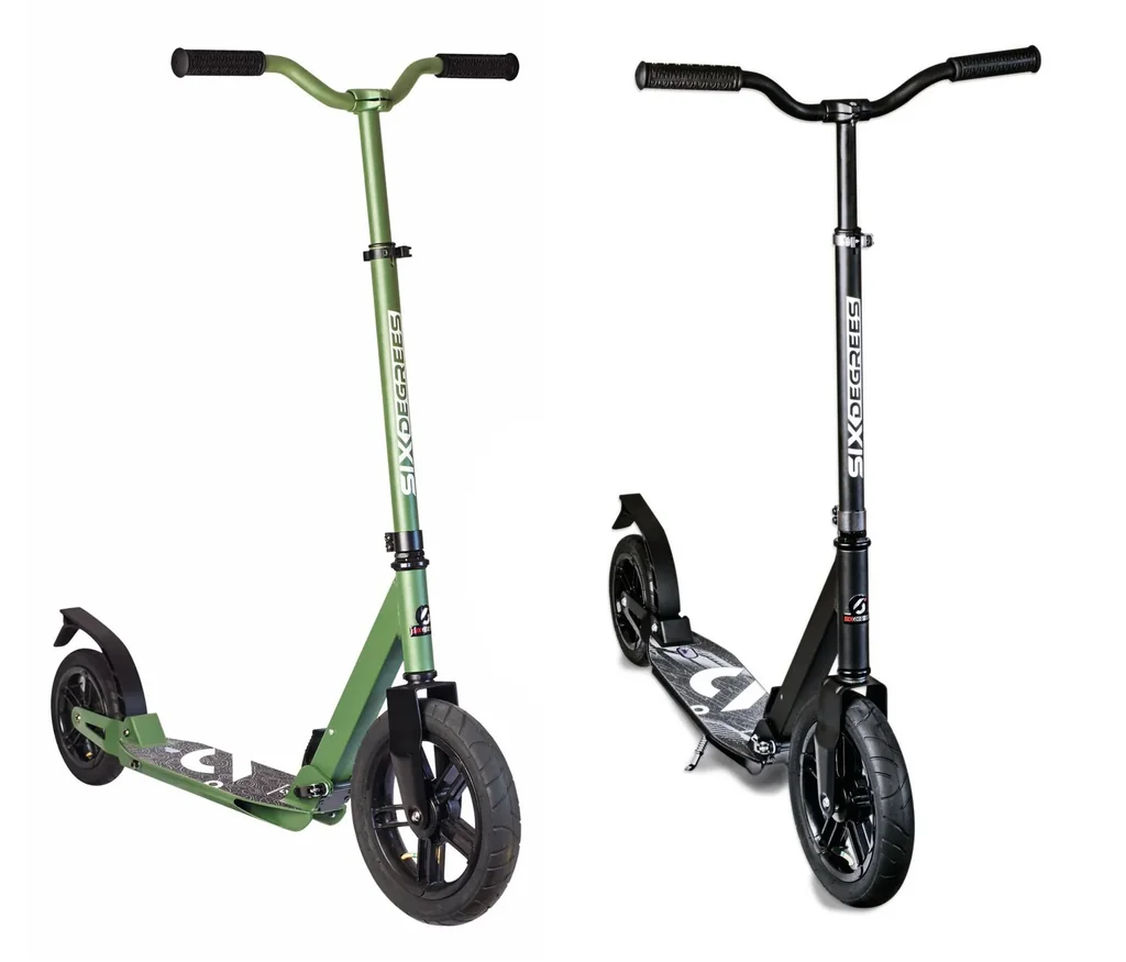 Aluminium Scooter mit Luftbereifung und Federung, 300/205 mm, ABEC 7, höhenverstellbar, schwarz