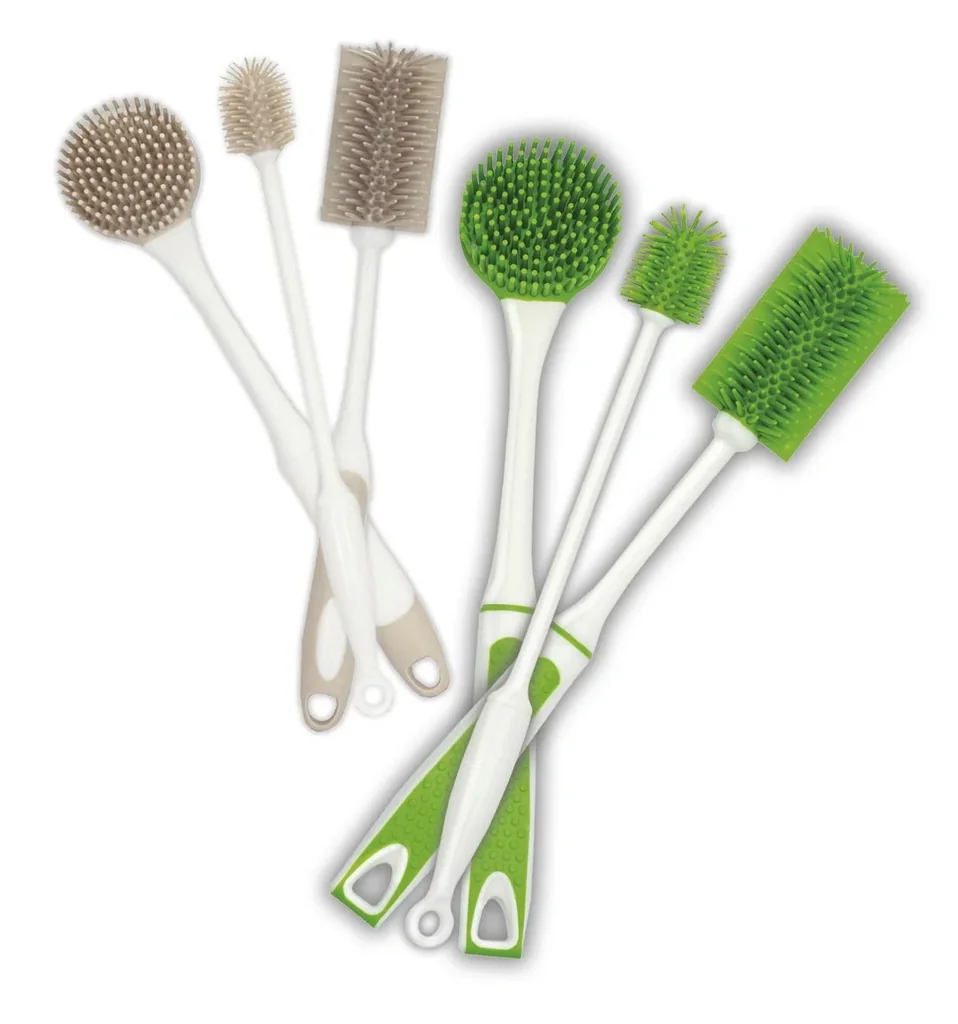 Silikon-Spülbürsten-Set, 3-teilig, Beige