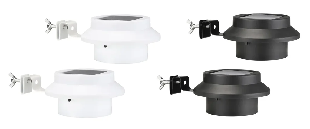 LED Solar Dachrinnenleuchten, 2er Set, schwarz