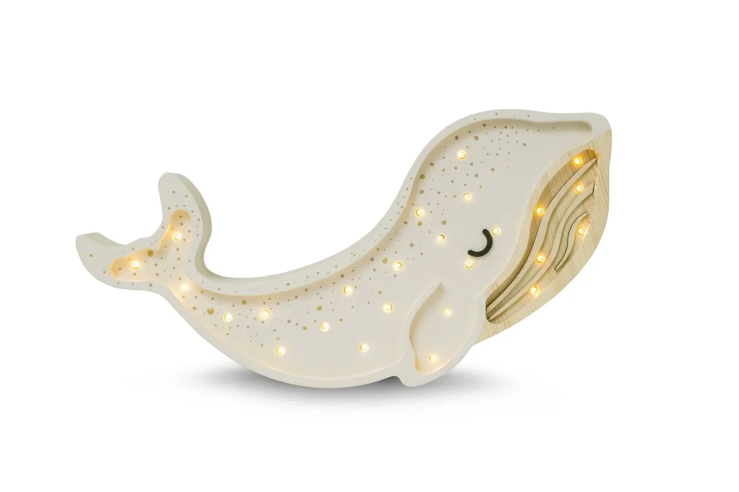 Little Lights Nachtlicht Kinder, Nachtlampe Walfisch - 100% Kiefernholz natur, Farbe: Albino weiß