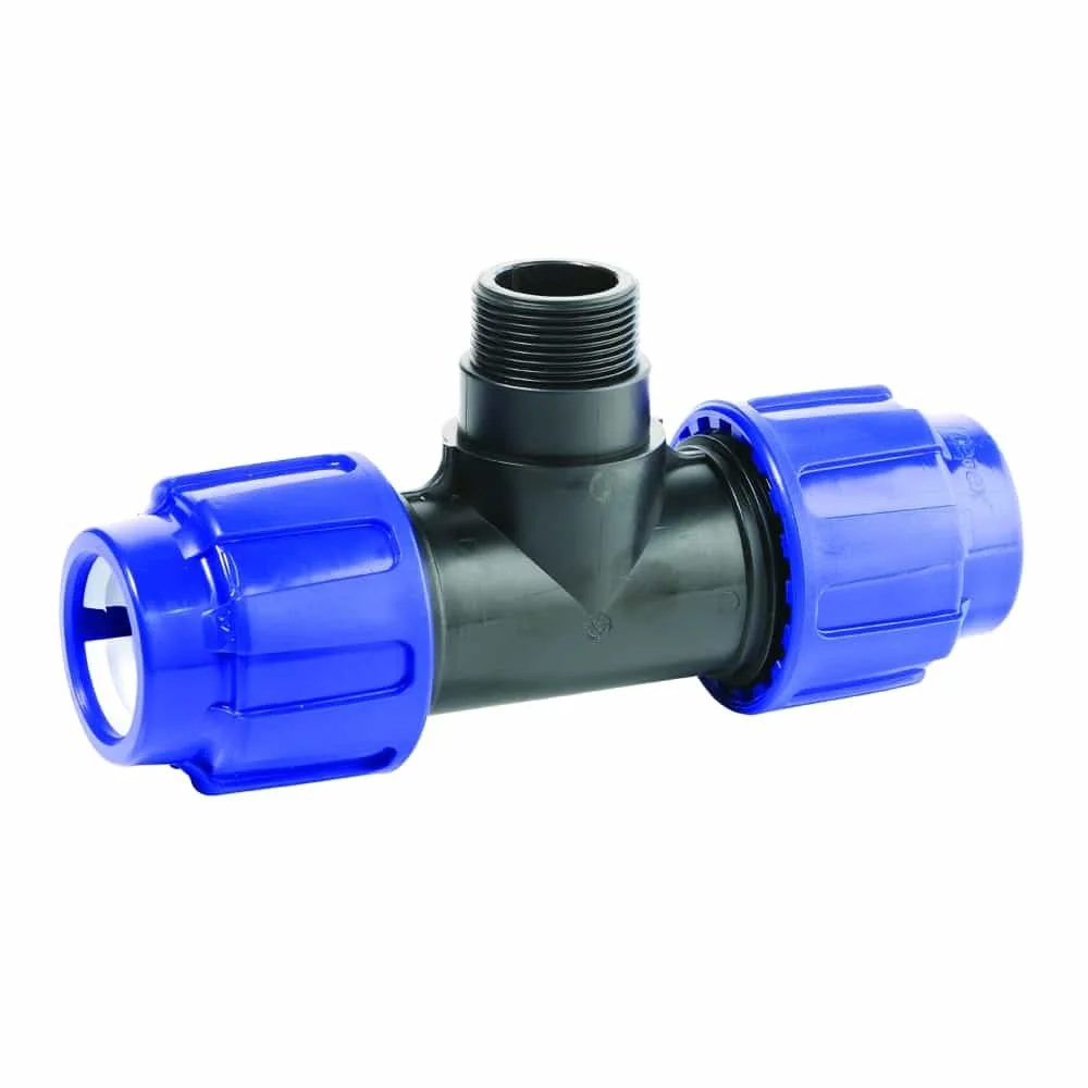 PE Rohr Verschraubung, T-Stück 40mm, Klemmfitting