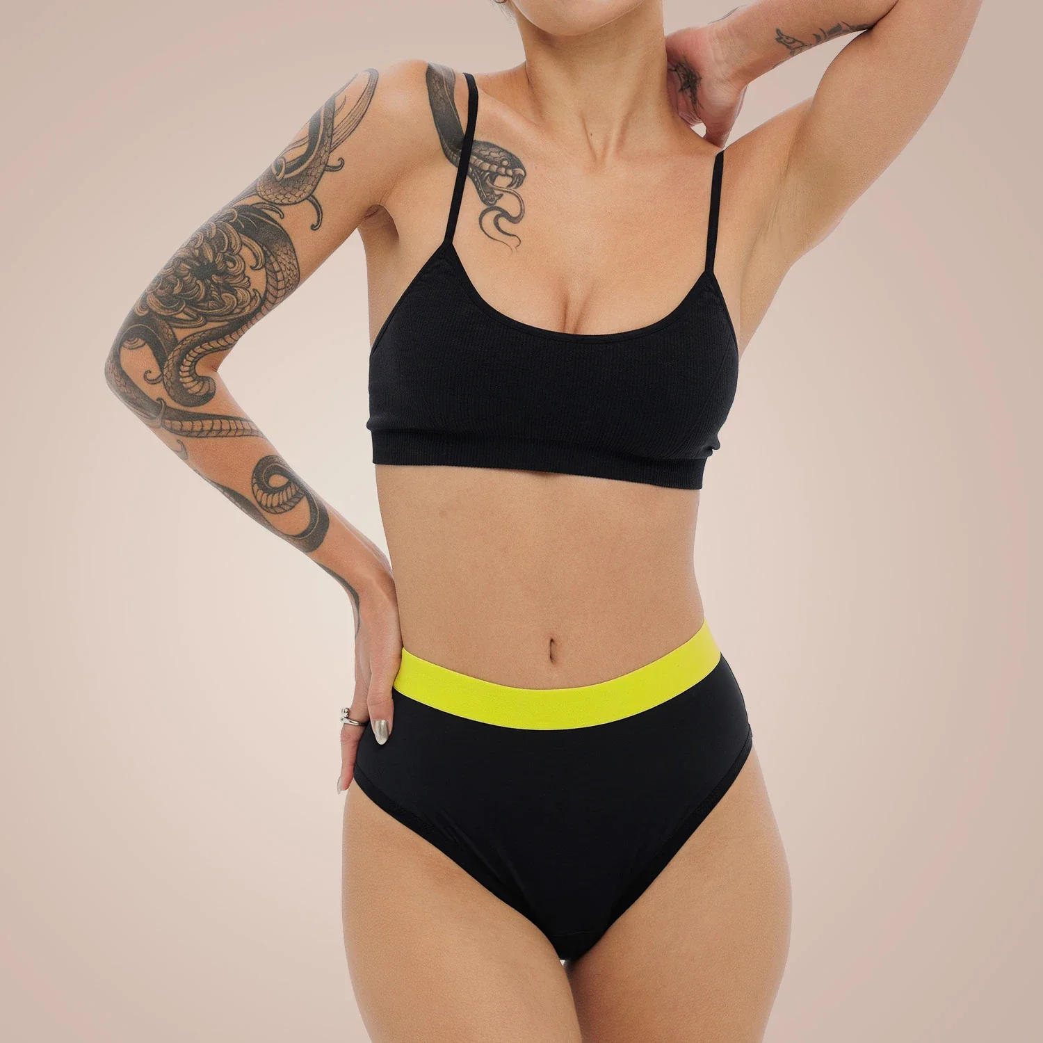 Weekiss High Waist Lemon Periodenunterwäsche, Menstruationsunterwäsche, Periodenslip, Größe: L (40); Mengen-Rabatte: ohne; Farbe Weekiss: Schwarz