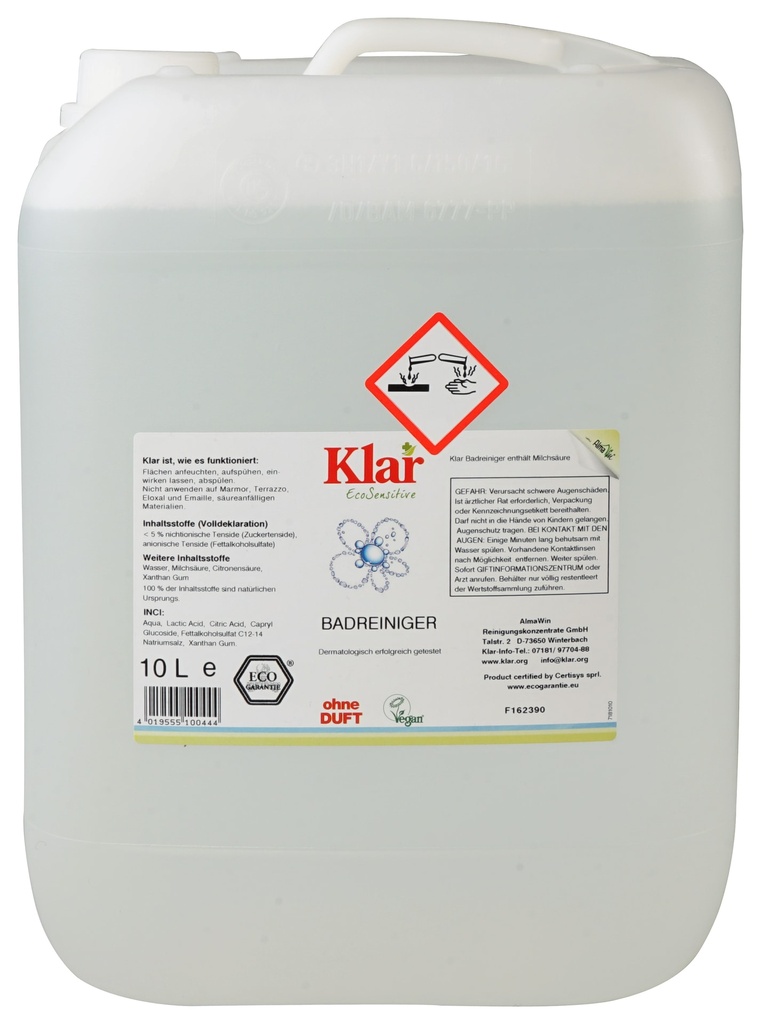 KLAR Badreiniger parfümfrei 10 Liter