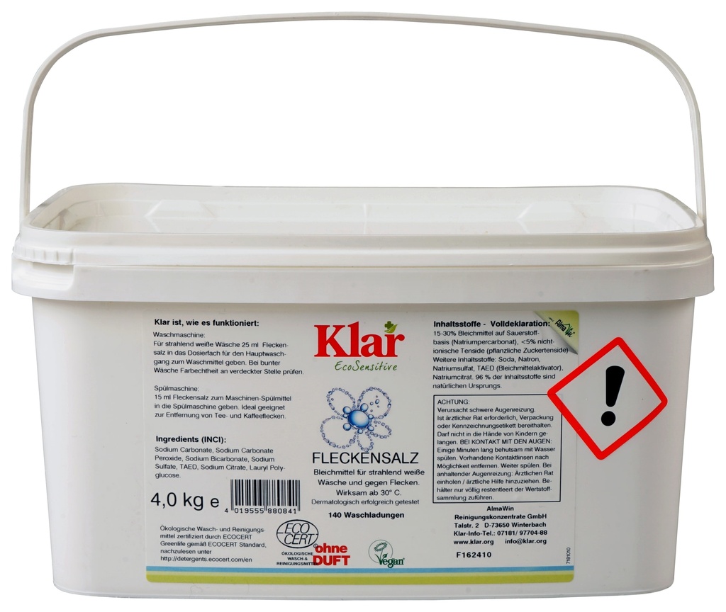KLAR Fleckensalz 4kg gegen Flecken ohne Duft