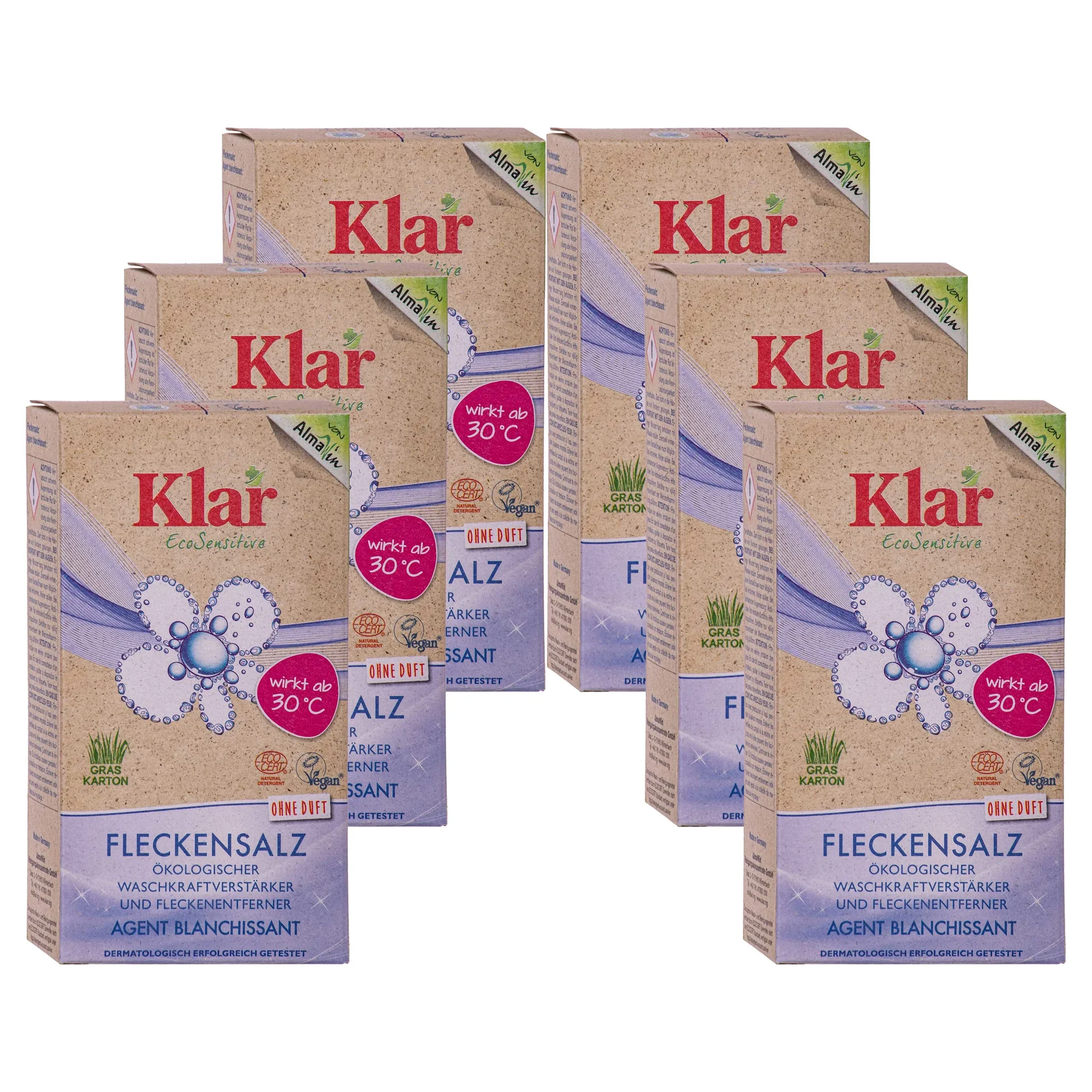 KLAR Fleckensalz 400 g x 6 gegen Flecken ohne Duft