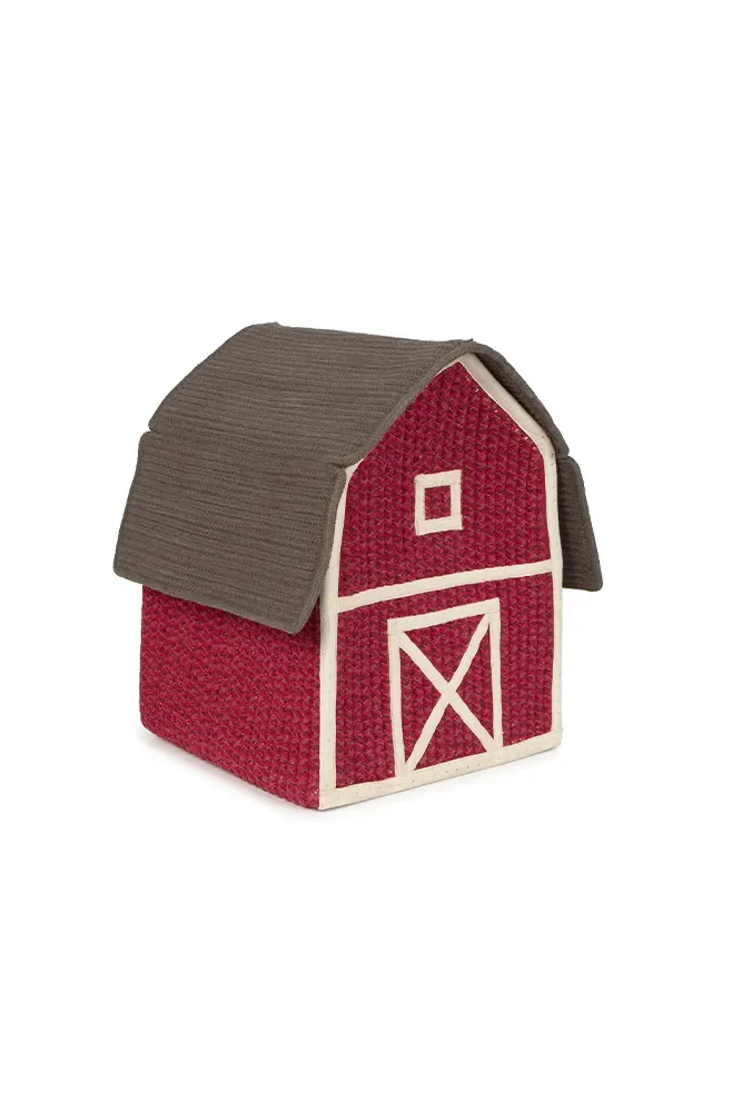 Aufbewahrungskorb Kinderzimmer, Spielzeugkorb aus Baumwolle, Bauernhof-Motiv, 35x35cm