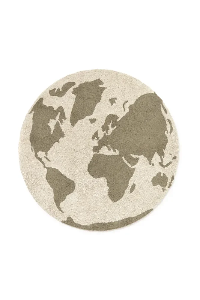 Pouf Weltkarte aus recycelten Teppichen, Sitzhocker bunt, Wollpouf Kinderzimmer, Wohnzimmerhocker nachhaltig