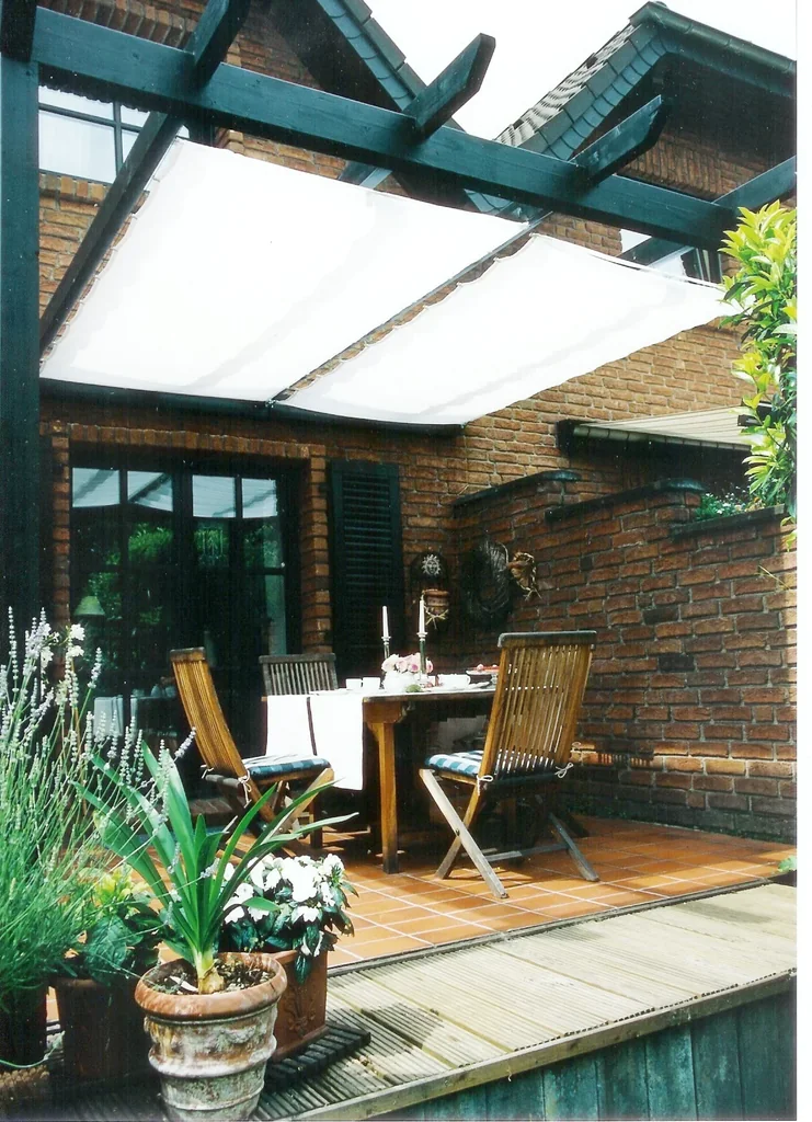 Pergola Bausatz inkl. Sonnensegel, weiß, 270 x 140 cm
