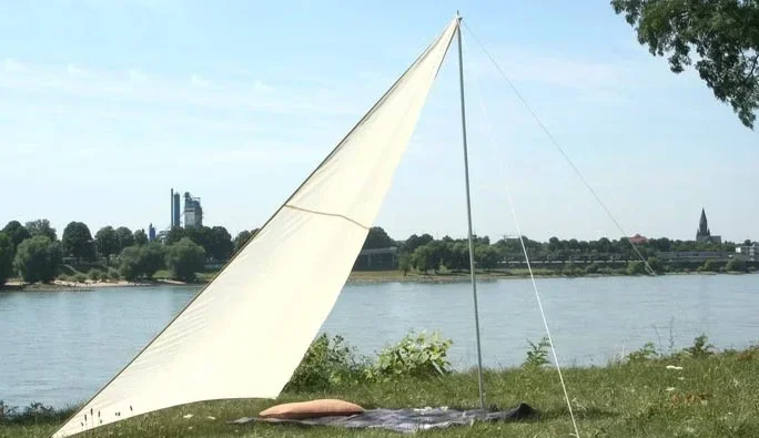 Dreieck-Sonnensegel für Camping mit Stangen sand 300 x 300 x 250cm