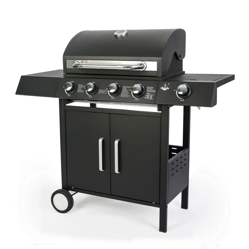Gasgrill „San Angelo“ 4 + 1 Brenner, Schwarz