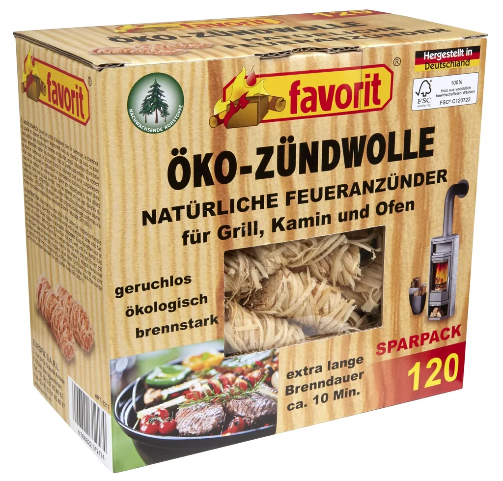 Öko-Zündwolle, Feueranzünder, 120 Stück