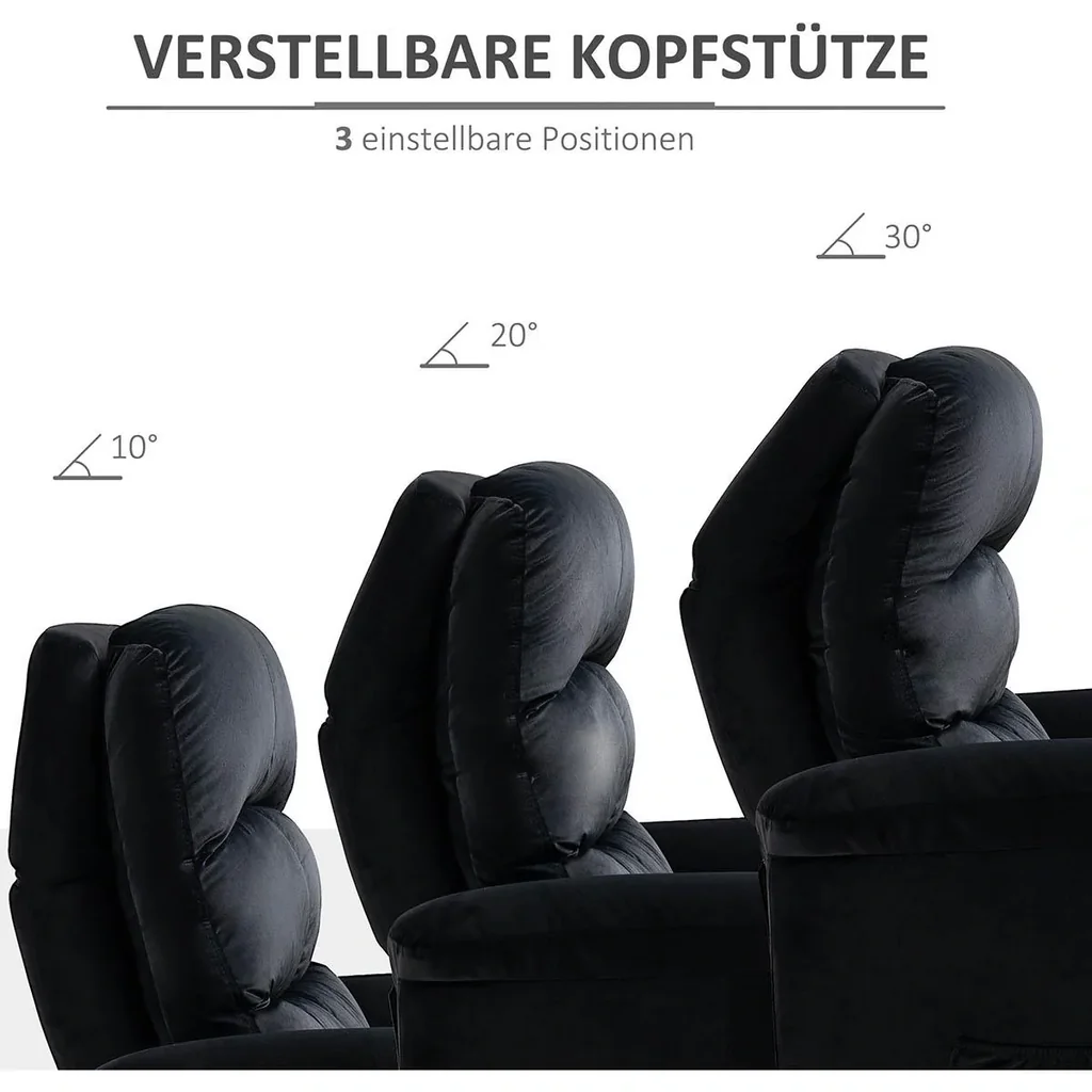 Liegesessel Relaxsessel mit Liegefunktion Kopfstütze verstellbar TV Sessel Liegesofa Einzelsofa 155° neigbar Fernsehsess