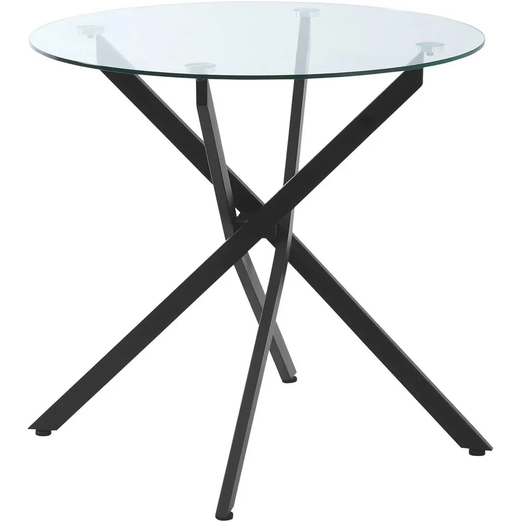 Beistelltisch mit Sicherheitsglas runder Couchtisch Kaffeetisch Glastisch für Wohnzimmer Schlafzimmer Metall Schwarz 80
