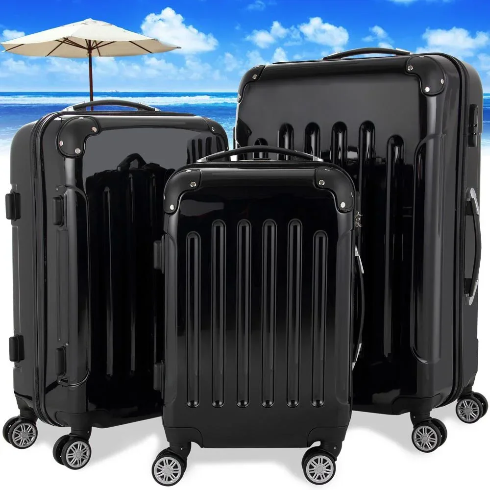 Hartschalenkoffer 3 Stück luxuriöser schwarzer M/L/XL aus Polycarbonat