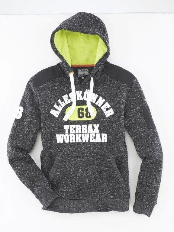 Kapuzenpullover, Farbe schwarz/limette meliert, Gr.M