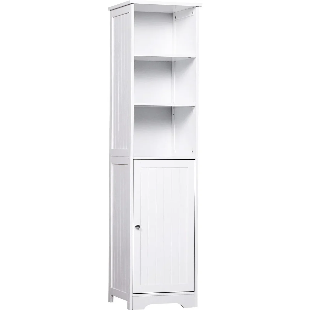Kommode Badezimmerschrank Badschrank Badregal Standschrank verstellbare Regale Holz Weiß 40 x 38 x 160 cm
