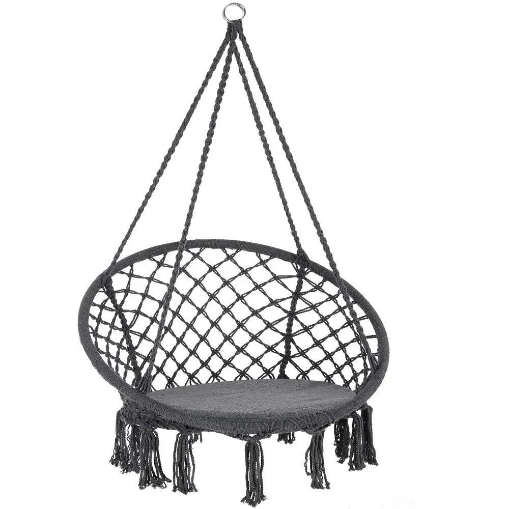 Hängesessel rund mit Fransen grau Ø61cm